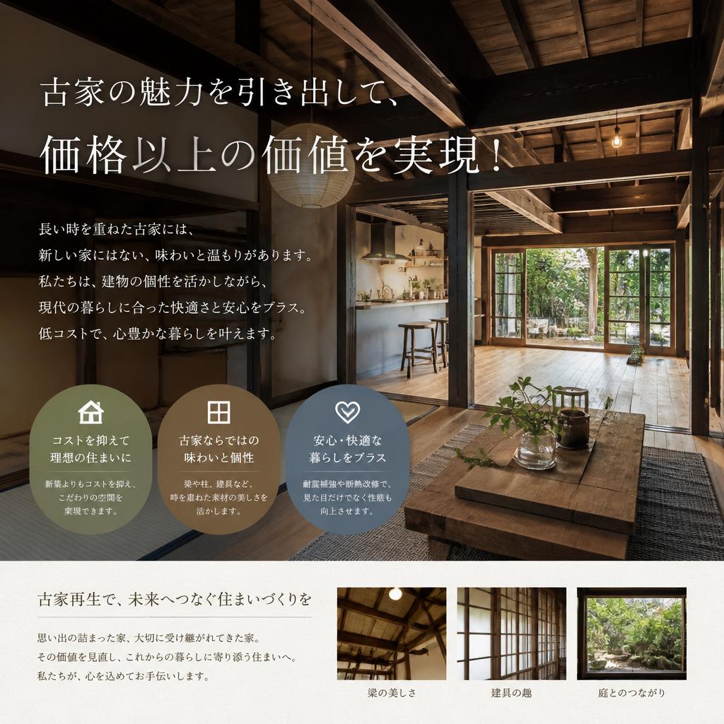 古家の魅力を引き出して、価格以上の価値を実現！